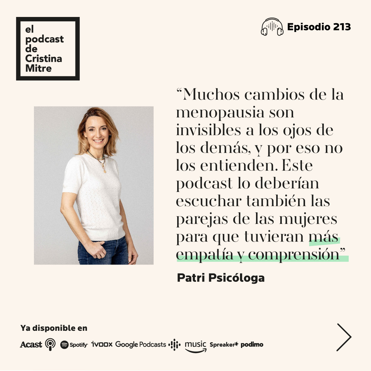 El podcast de Cristina Mitre Menopausia Clotilde Vazquez Gema Herrerias Patri Psicologa