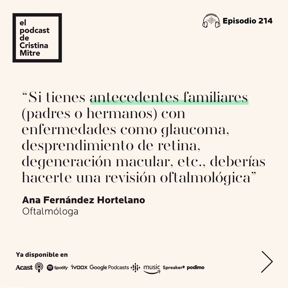 El podcast de Cristina Mitre miopia presbicia gafas