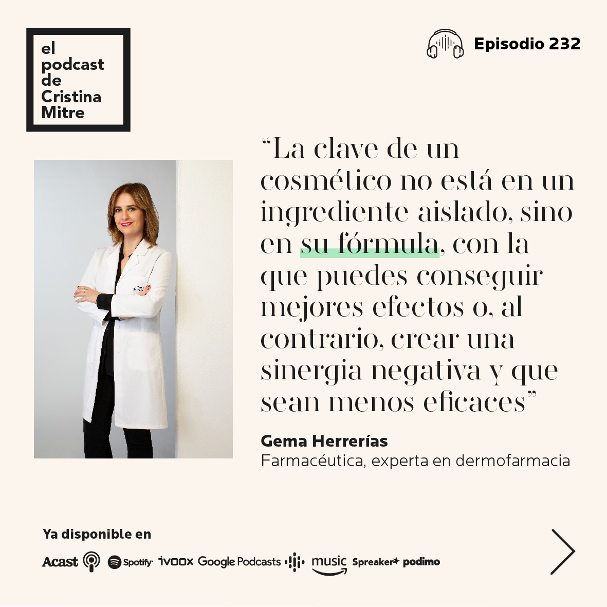 podcast cristina mitre cosmética fórmula